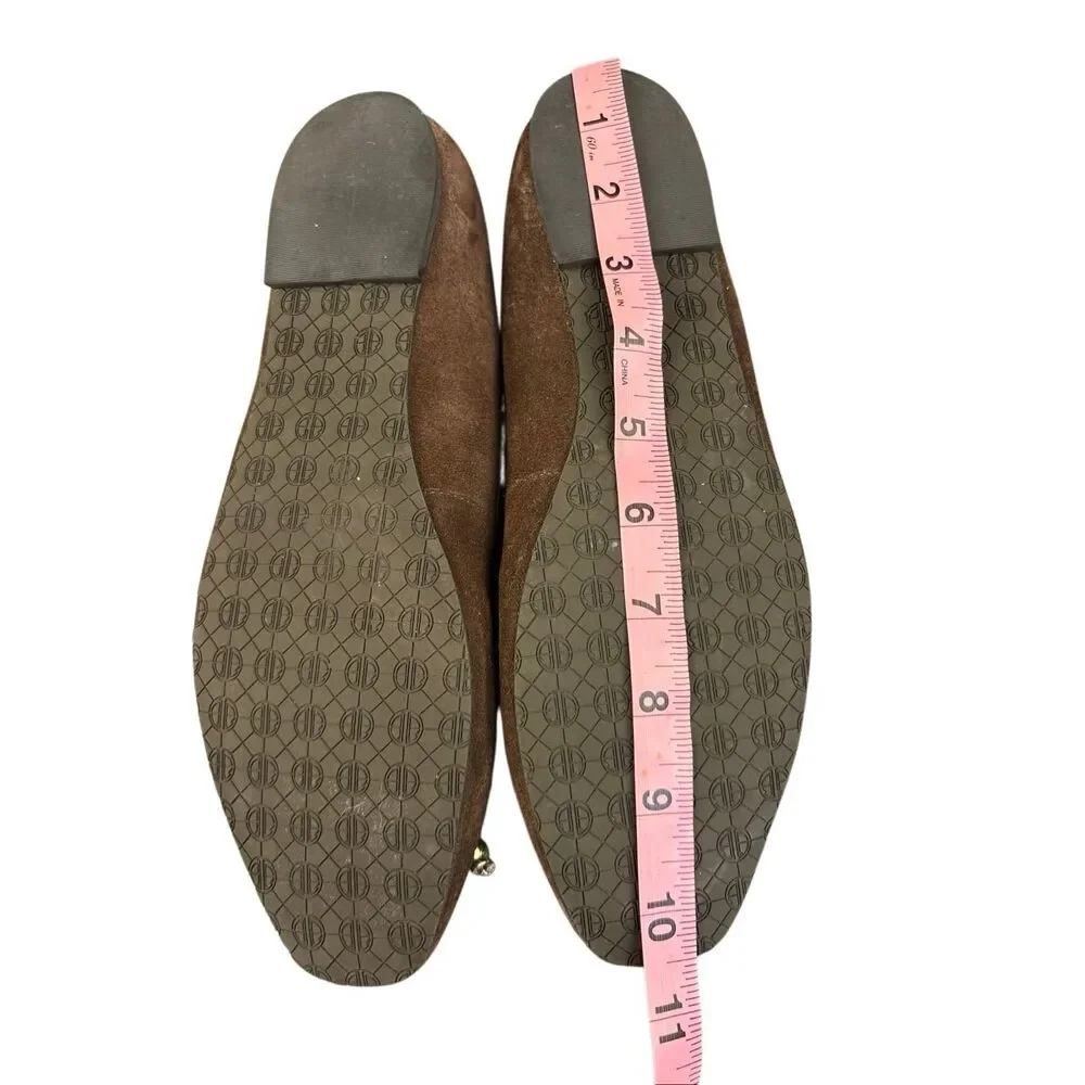 Lilly Pulitzer Brown Suede Ballet Flats Gold Trim Bow Women’s Size 8.5
